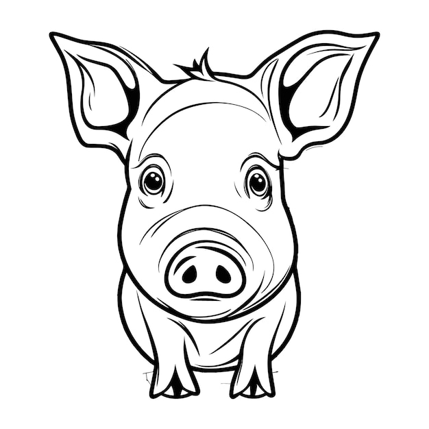 Free vector hand drawn pig outline illustration