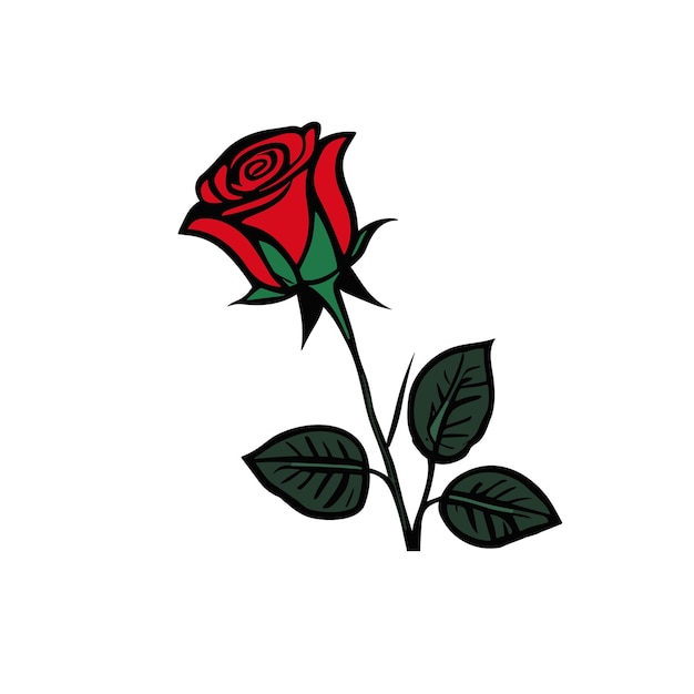Бесплатная векторная эмблема розовой розы, нарисованная вручную
