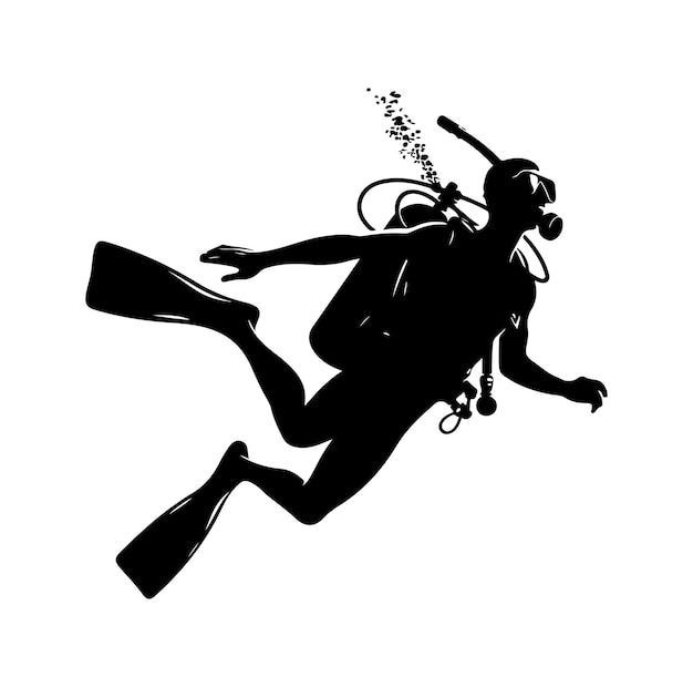 Vector free vector hand drawn scuba diver silhouette