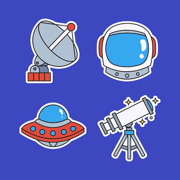 Free vector hand drawn space elements collection