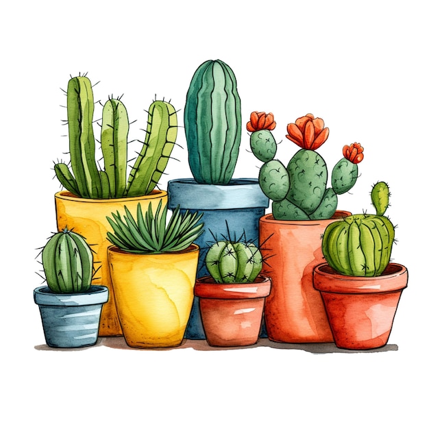 Free vector hand drawn watercolor indoor plants set