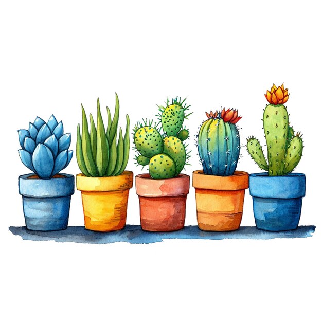 Free vector hand drawn watercolor indoor plants set