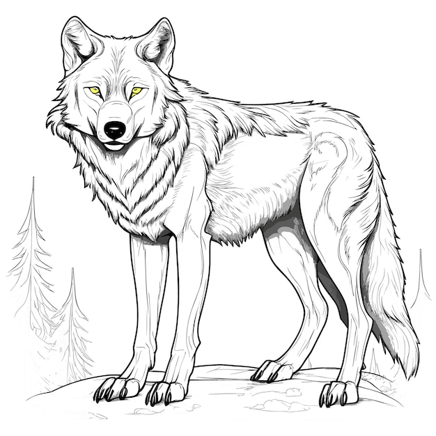 Free vector hand drawn wolf outline illustration