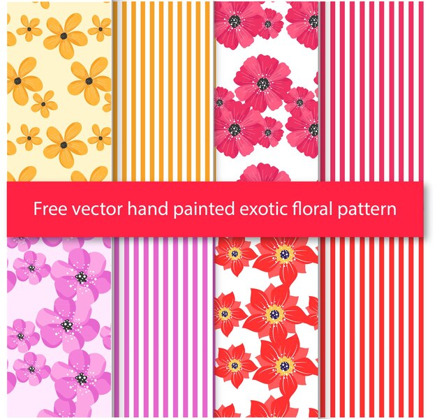 ベクトル フリーベクトル 手描きエキゾチックな花のパターン