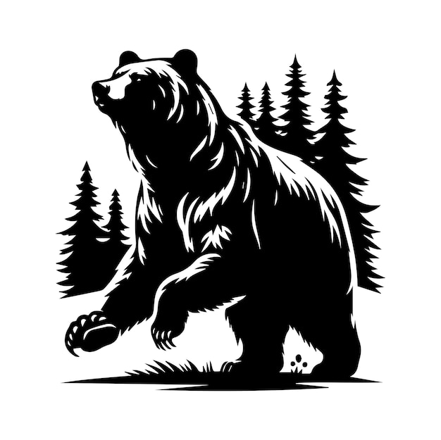 Vector free vector handdrawn bear silhouette within white background