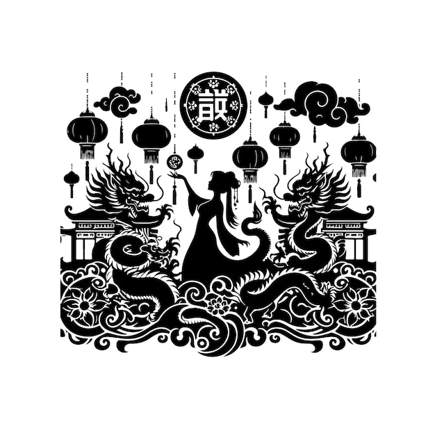 Free vector handdrawn design elements collection for Chinese New Year festival