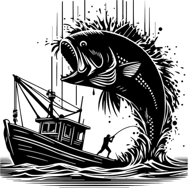 Free Vector HandDrawn A Fishman Has Catching In The Fish Within White Background