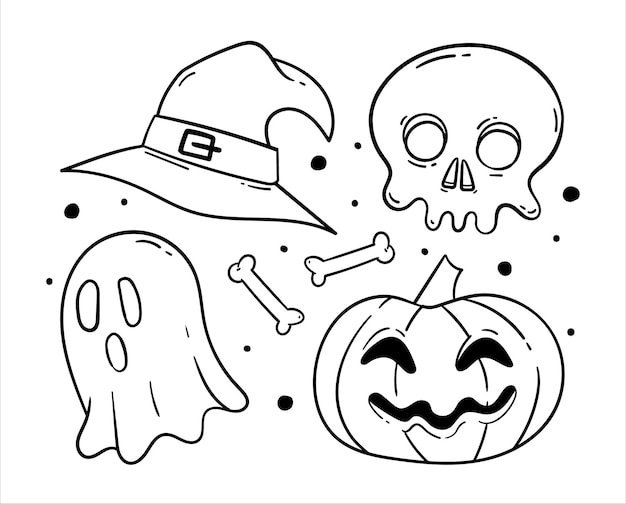 Free vector handdrawn Halloween element collection