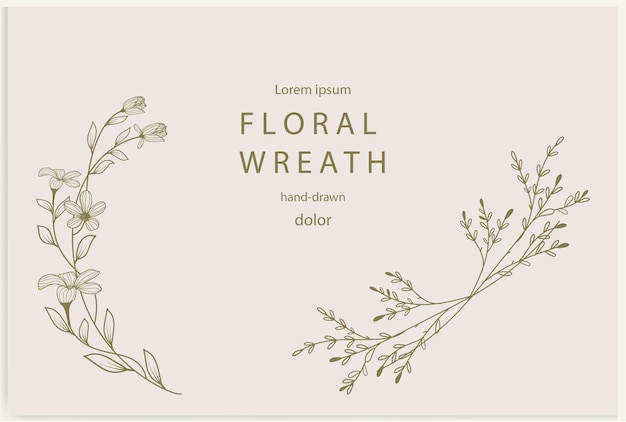 Free vector handdrawn line floral frame