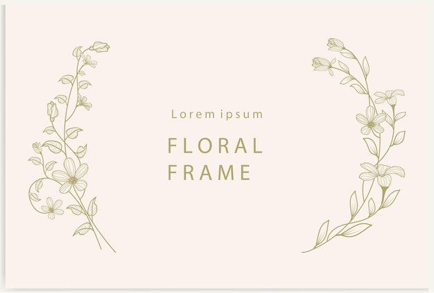 Free vector handdrawn line floral frame