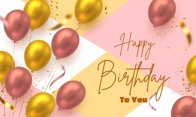 Free vector happy birthday with luxury balloons and confetti
