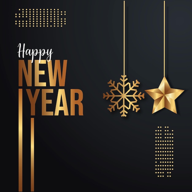 Vector free vector happy new year celebrated banner with dark background fireworks and balloons