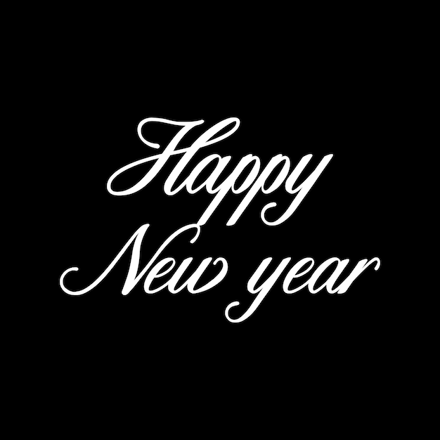 Free vector happy new year lettering. handwritten inscription with swirls, Happy new year poster.