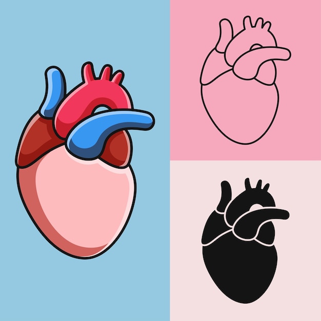 Free vector heart logo doodle illustration set