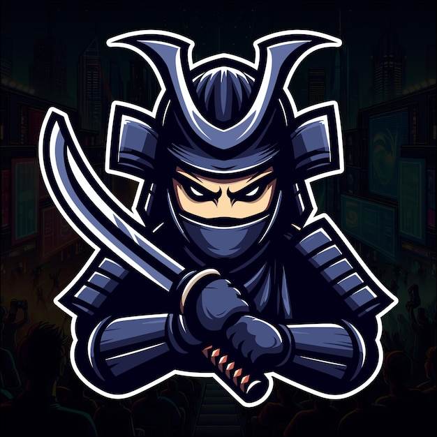 Logo mascotte samurai guerriero di alta qualità vettoriale gratuito