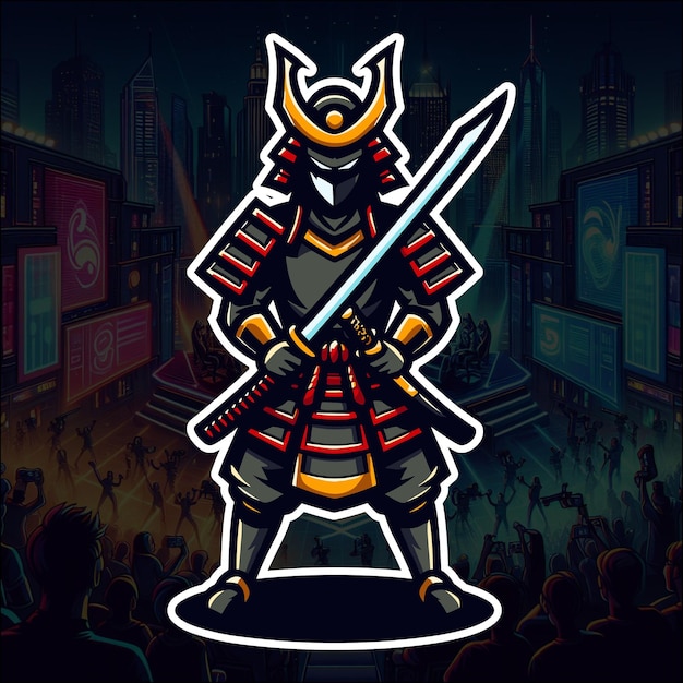 Free vector HighQuality Samurai Warrior Mascot Logo