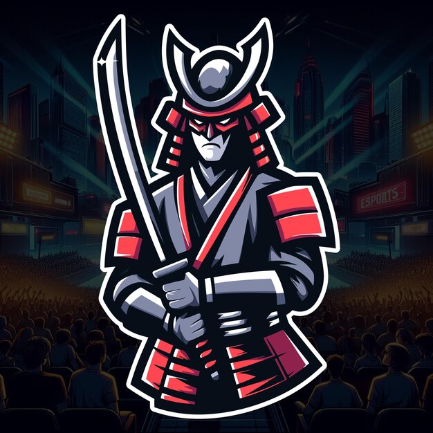 Free vector HighQuality Samurai Warrior Mascot Logo
