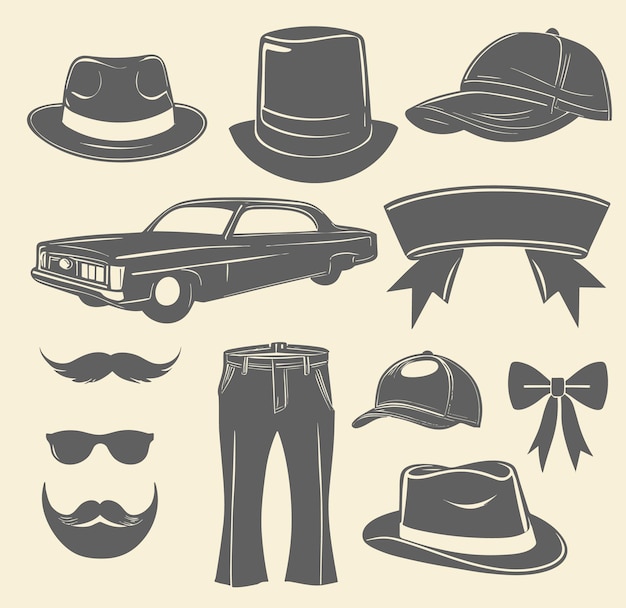 Vector free vector hipster elements set