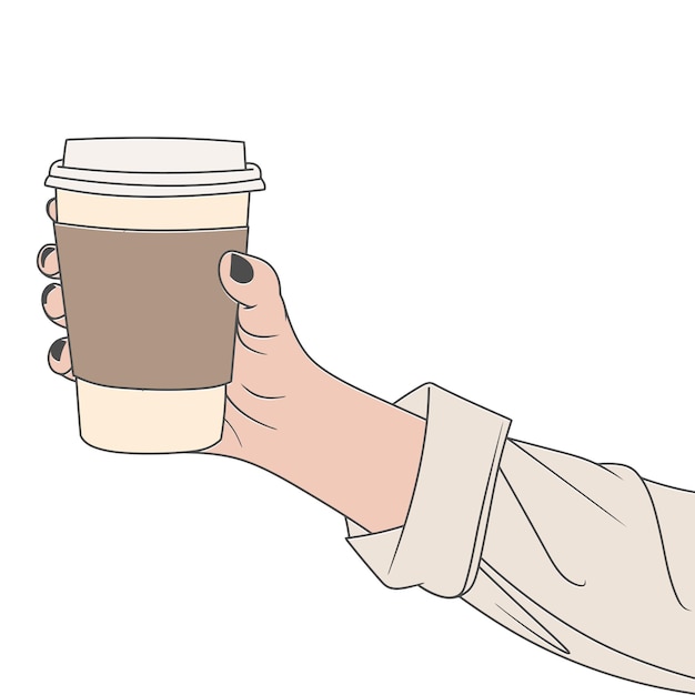 Vector free vector holding a coffee drink cup with his hand and wearing a colored shirt