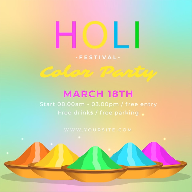 Disegno di modelli gratuiti per il vector holi festival