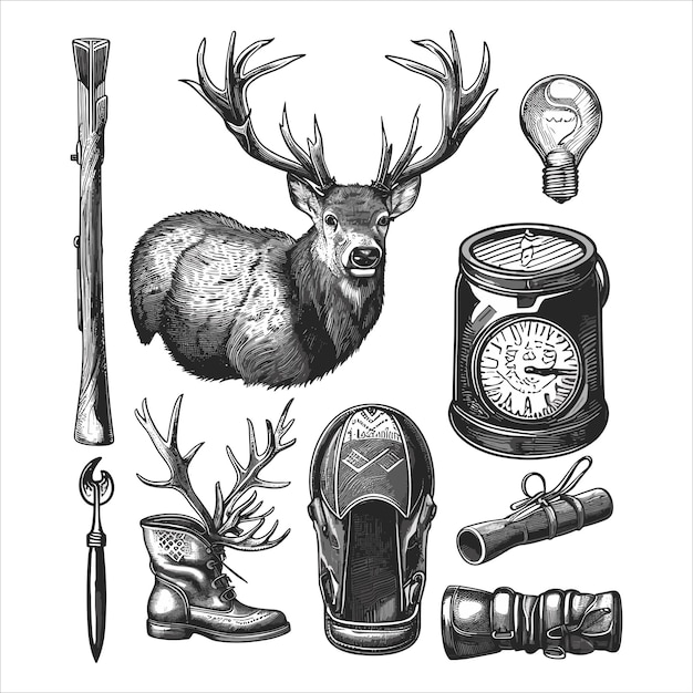 Free vector Hunting elements illustration