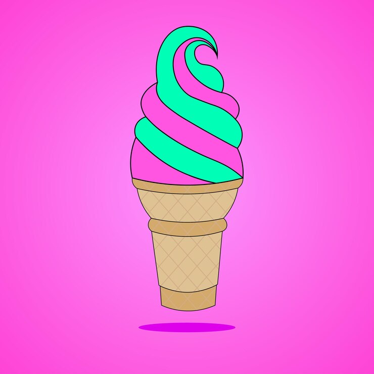 Free vector ice cream cone cartoon icon illustration sweet food icon concept isolated