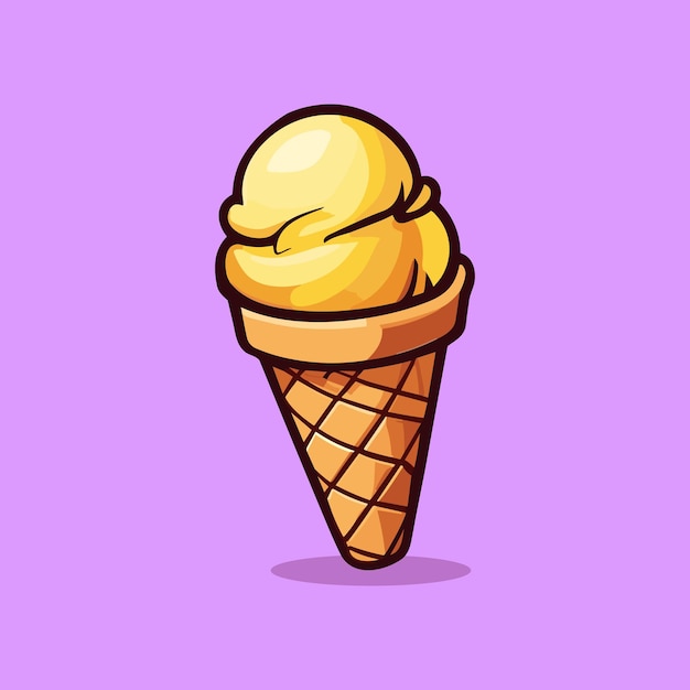 Illustrazione gratuita dell'icona del cartone animato del cono di gelato vettoriale