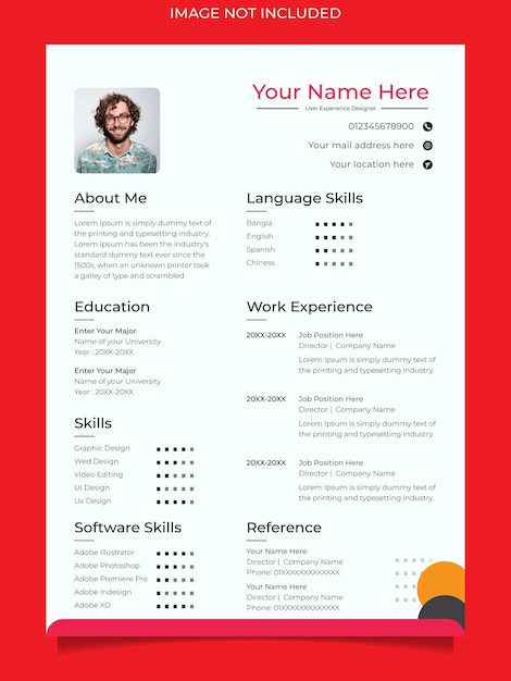 Free vector illustration resume template for your corporate job