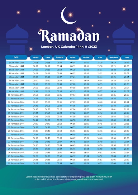 Free vector Imsakiyah Ramadan 1444 Illustration