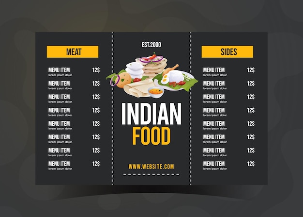 Vector free vector indian modern restaurant menu template design