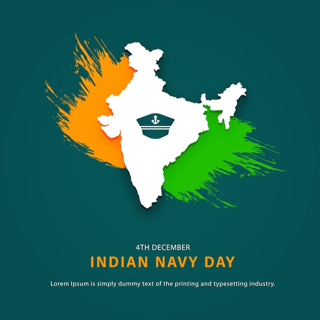 Free vector indian navy day social media concept with map and flag