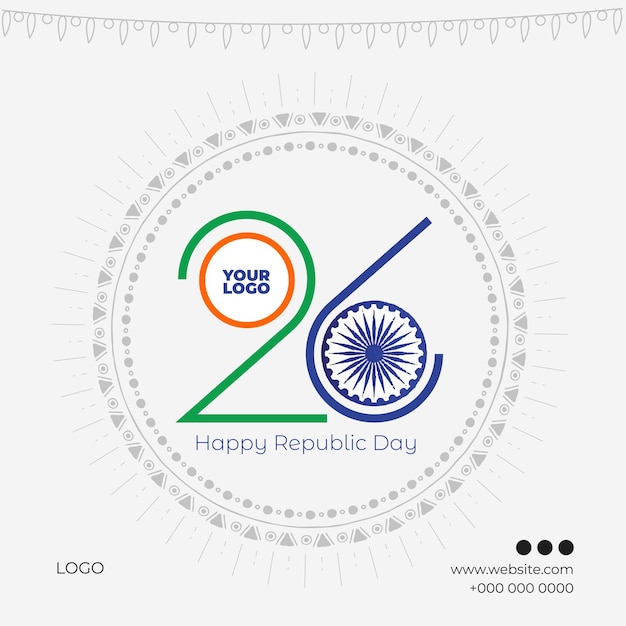 Free vector indian republic day concept with text 26 January
