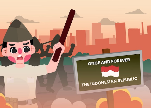 Бесплатный векторный фон вектор войны в Индонезии в ситуации