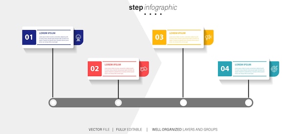 Free vector infographic steps collection flat design