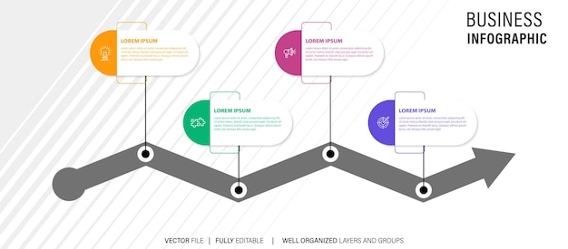 Бесплатная векторная инфографика шаги концепции творческого дизайна баннера