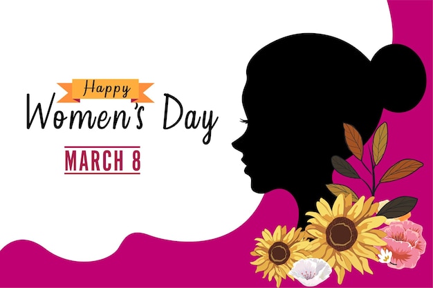 Free vector international womens day design with face and butterflies