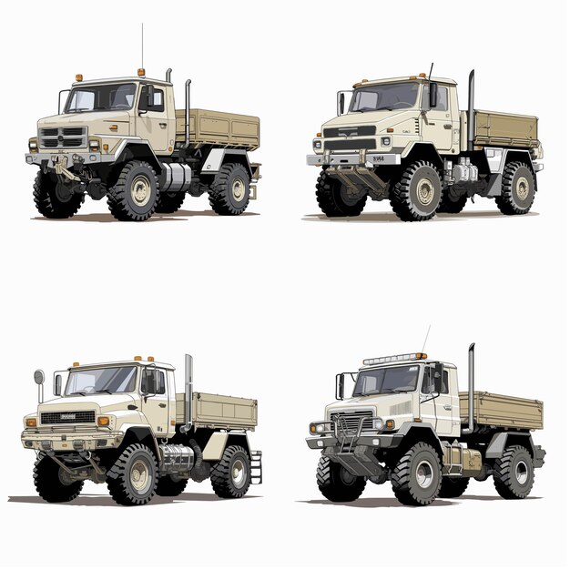 free vector isolated military truck on white background
