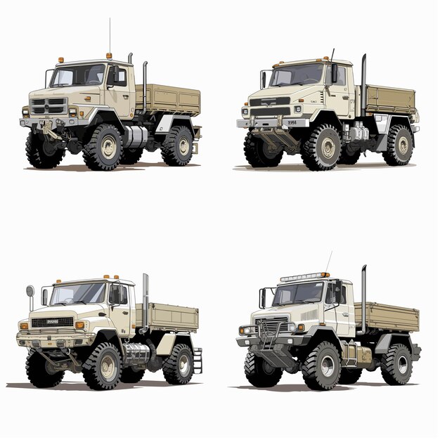 Free vector isolated military truck on white background