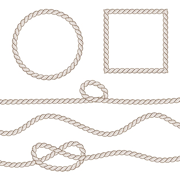 Vector free vector knotted wire rope in line pattern and shapes