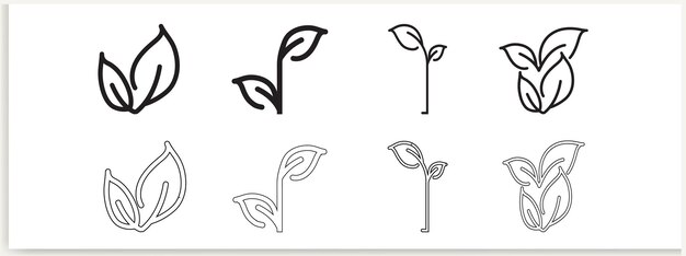 Free vector leaf line icon set