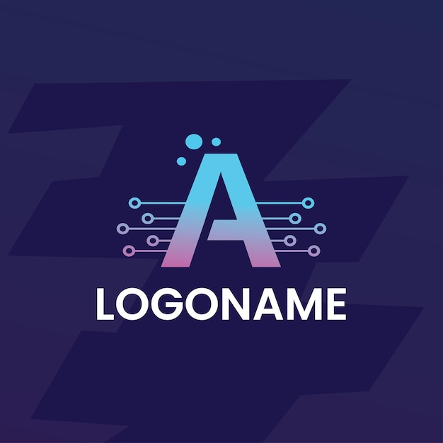 Free Vector letter A tech logo design vector template Business Logo concept icon