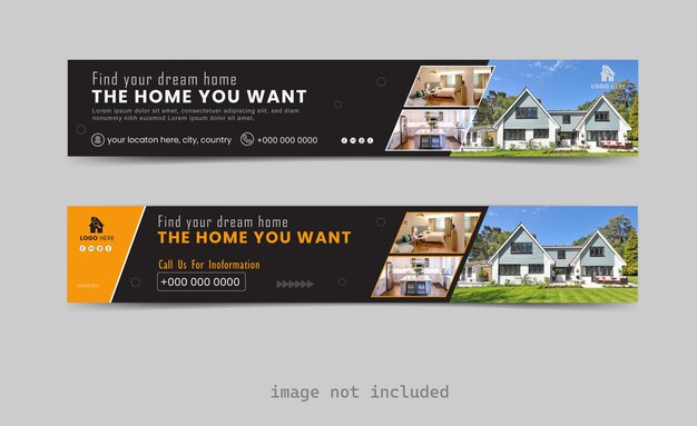 Vector free vector linkedin banners and cover for real estate house and property