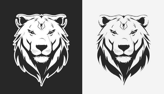 無料のベクター ライオン ヘッドのロゴ デザイン黒と白のコロニー