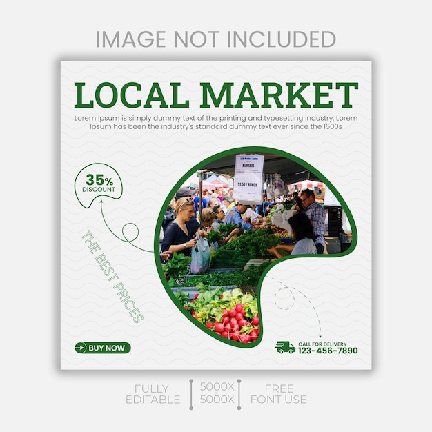 Vector free vector local market instagram or social media post