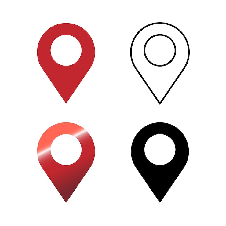Vector free vector location icons in differnet colours and strokes