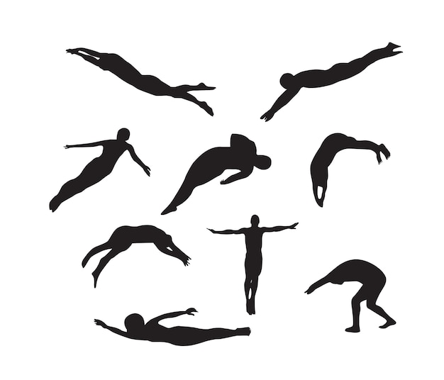 Vector free vector man hand drawn swimming silhouette set