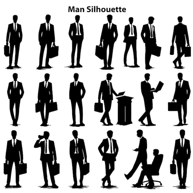 Vector free vector man silhouette set within white background