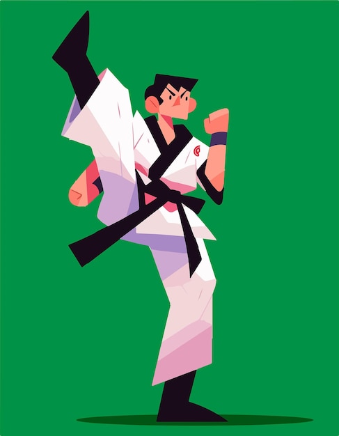 Free vector martial arts school karate kick and stance kungfu training taekwondo practice