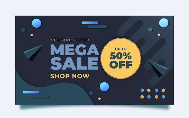 Free vector mega sales background with abstract shapes