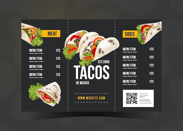 Вектор Бесплатный векторный шаблон меню мексиканского современного ресторана